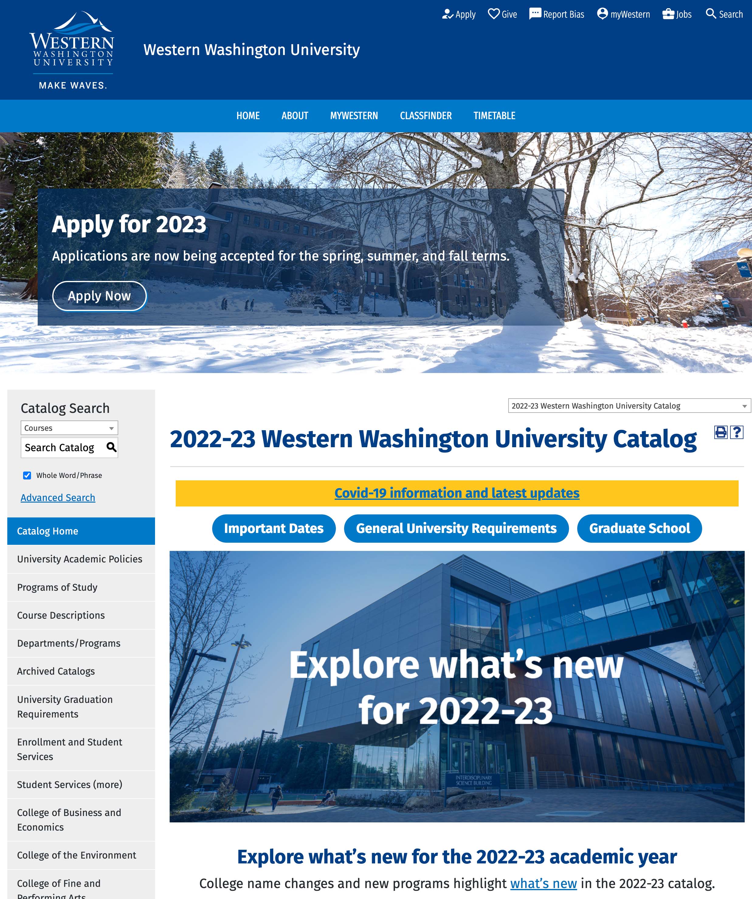 western washington university catalog