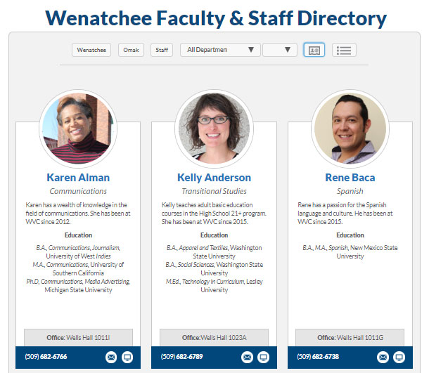Wenatchee Valley College higher education directory