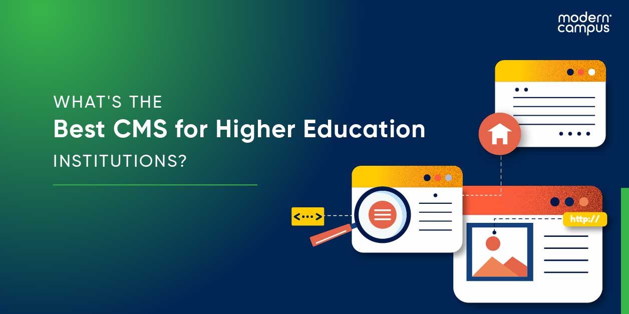 Graphic design with the phrase What's the Best CMS for Higher Education Institutions?