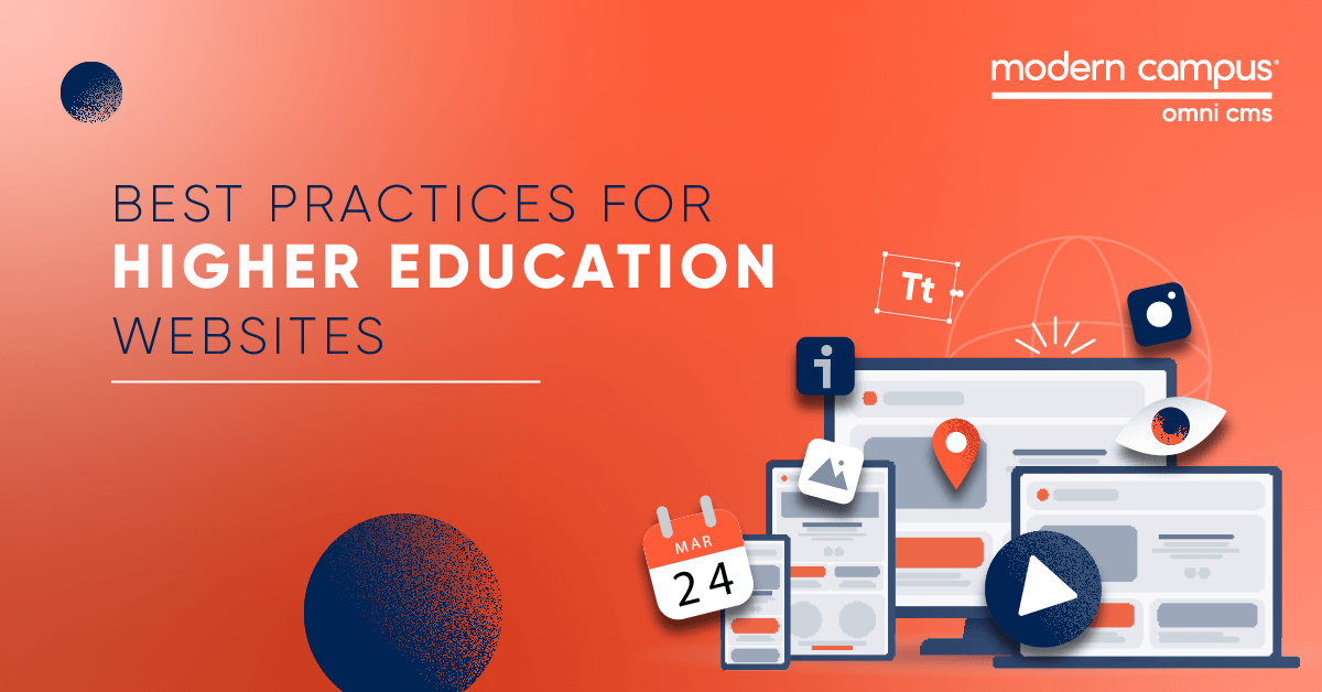 Graphic with the phrase Best Practices for Higher Education Websites.